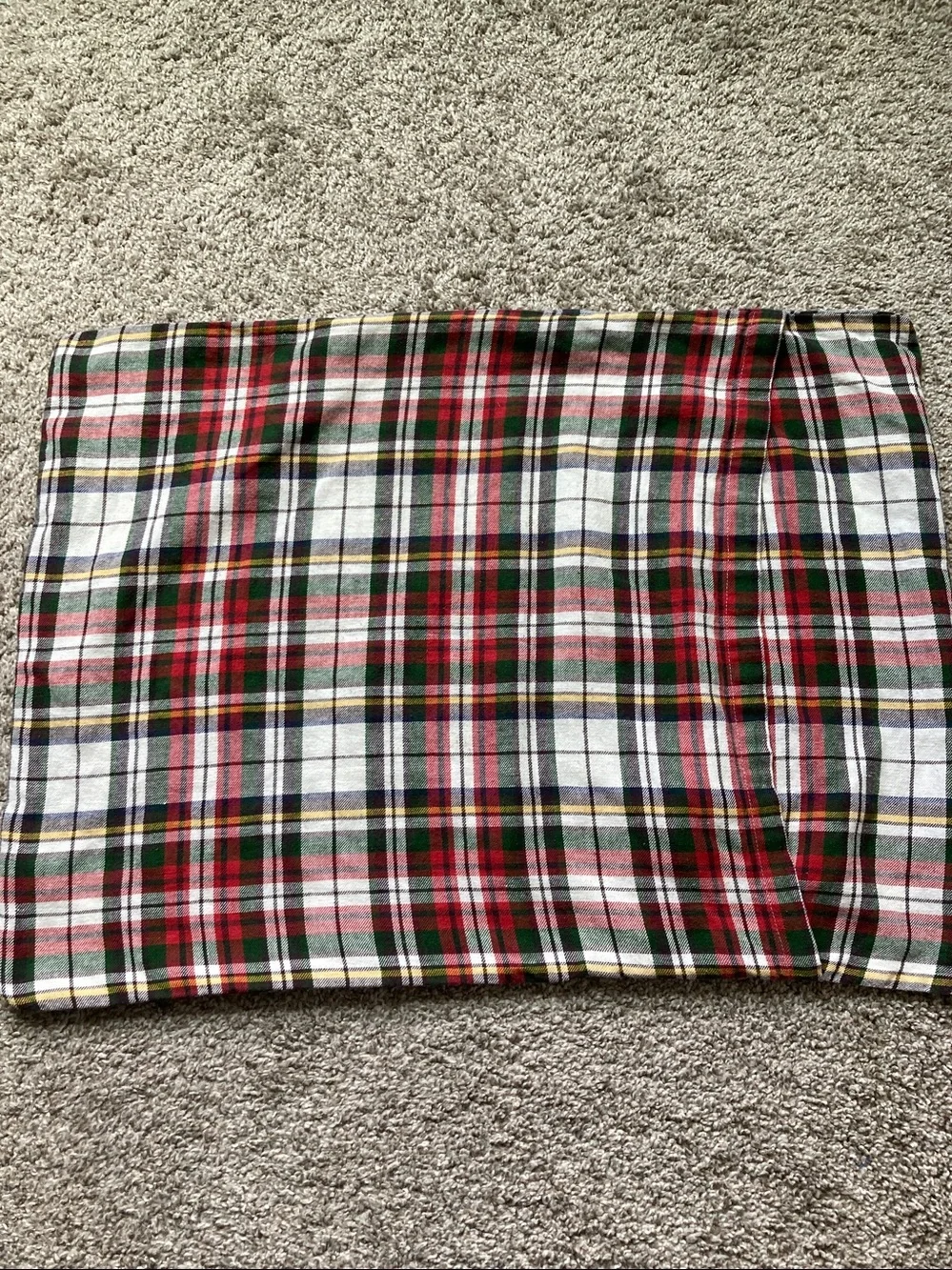 2 Pottery Barn Denver plaid pillow cases covers shams standard cotton linen